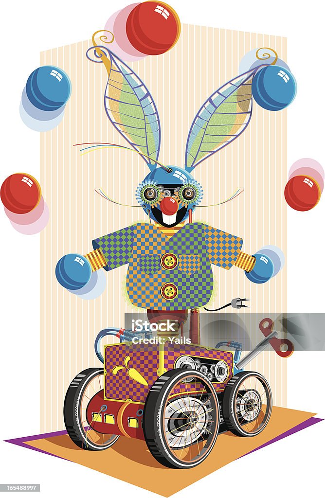 Rabbit ジャックインザボックスジャグリング用 - ぜんまい仕掛けのおもちゃのロイヤリティフリーベクトルアート