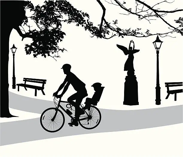 Vector illustration of Ride In The Park Vector Silhouette
