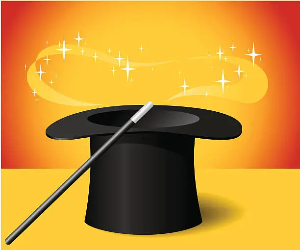 Vector illustration of Magic Hat and Wand
