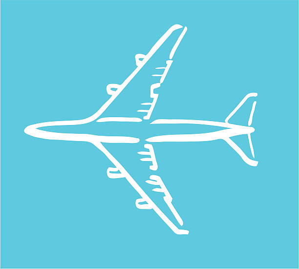 flugzeug weiß skizze - aerial passenger line stock-grafiken, -clipart, -cartoons und -symbole