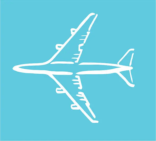 Vector illustration of Airplane white sketch