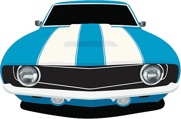 Vector illustration of Classic Blue Camaro SS - Front View