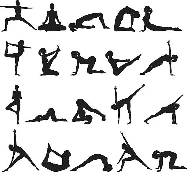 Vector illustration of Yoga Silhouette Collection