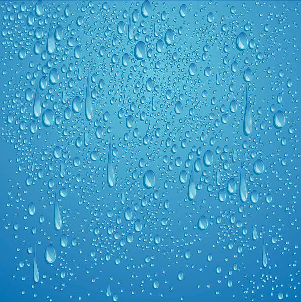 ilustrações de stock, clip art, desenhos animados e ícones de gotas de água no fundo azul vector de pingos de chuva - abstract backgrounds ball close up