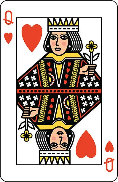Vector illustration of Queen of Hearts Playing Card