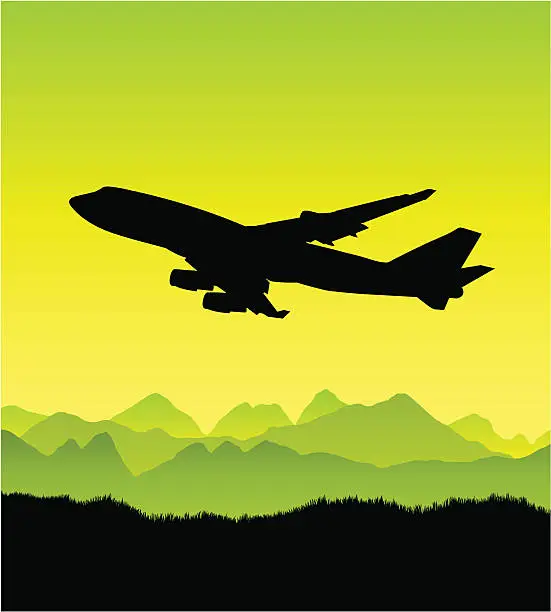 Vector illustration of Plane takes off