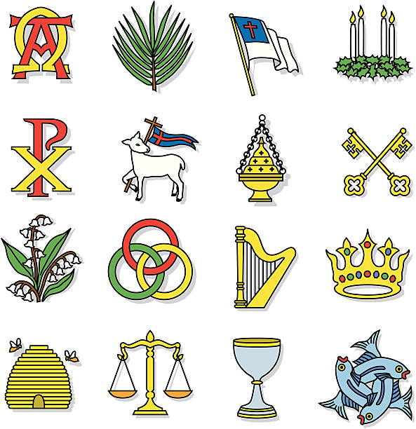 religion Vector icons with a religious theme. agnus dei stock illustrations