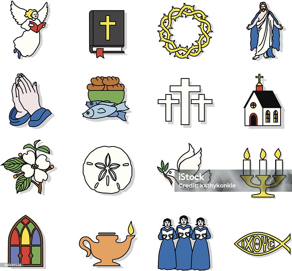 religion Vector icons with a religious theme. Stained Glass stock vector