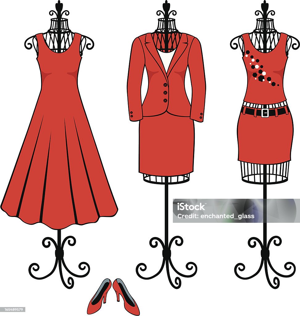 Ilustración de Vestido De Moda Rojo Para Trabajar Divertirse Y Una Salida  Por La Noche y más Vectores Libres de Derechos de Vestido rojo - iStock