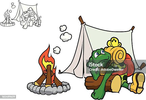 Campingschildkröte Stock Vektor Art und mehr Bilder von Emblem - Emblem, Camping, Comic - Kunstwerk