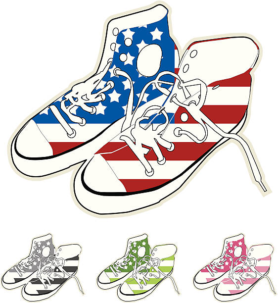 Stars n Stripes Boots Classic canvas baseball boots with stars n stripes design. Similar files: usa flag shoes stock illustrations