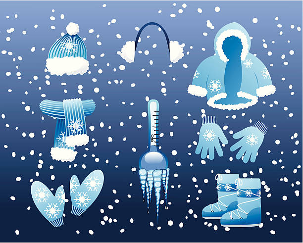 Winter clothes vector art illustration