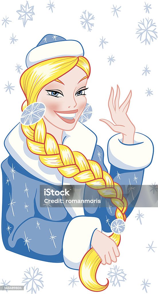 雪手を振る女性 - イラストレーションのロイヤリティフリーベクトルアート