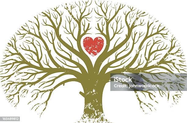 Ilustración de Grunge Corazón Árbol Grande Y y más Vectores Libres de Derechos de Alegoría - Alegoría, Amor - Sentimiento, Boscaje