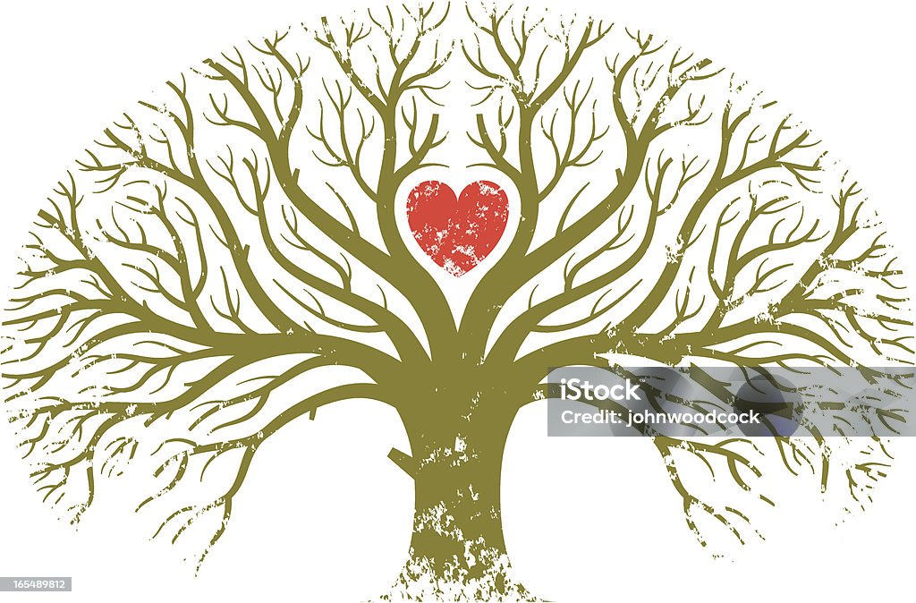Duże grunge serca Drzewo i - Grafika wektorowa royalty-free (Bez ludzi)