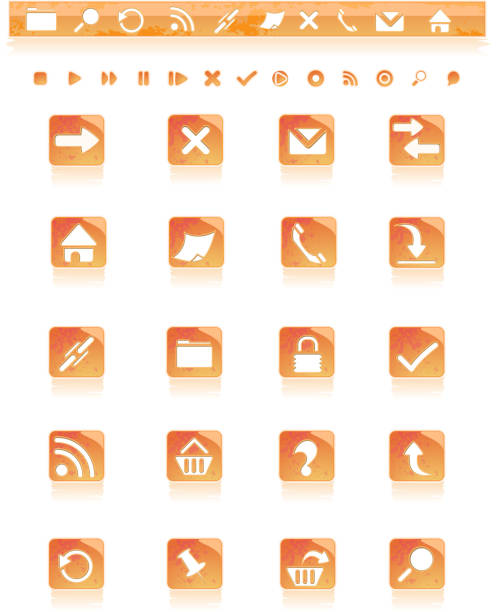 Glossy-Grunge Web icon: Tangerine series vector art illustration