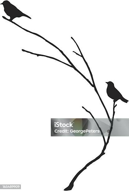 Silhouette Di Un Ramo Bluebirds - Immagini vettoriali stock e altre immagini di Ramo - Parte della pianta - Ramo - Parte della pianta, Uccello, Albero