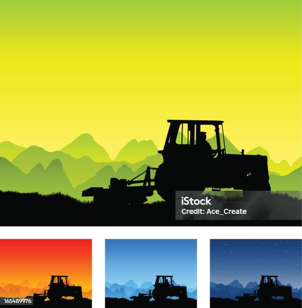 Traktor Landwirtschaft Und Landwirtschaftsilhouette Stock Vektor Art und mehr Bilder von Traktor