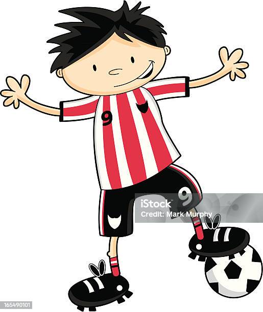 Cute Soccer Footy Boy Character Stock Illustration - Download Image Now - Athleticism, Black Color, Black Hair