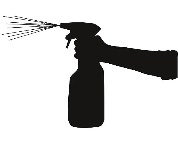 Vector illustration of Hand holding sprayer - VECTOR