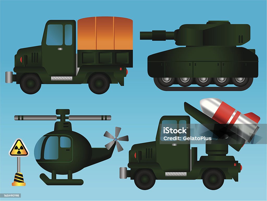 군용동물에는 차량 컬레션 - 로열티 프리 경계 표지 벡터 아트