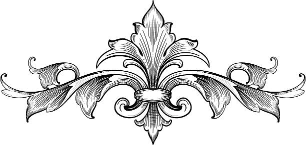 acanthus symetria - engraving stock illustrations