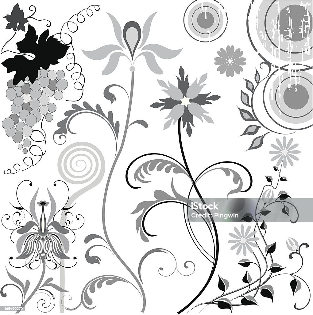 花のデザイン要素セット - イラストレーションのロイヤリティフリーベクトルアート