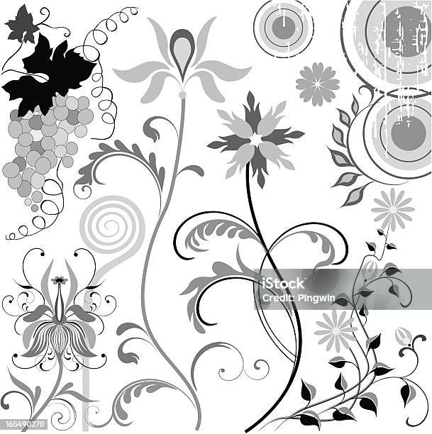 花のデザイン要素セット - イラストレーションのベクターアート素材や画像を多数ご用意 - イラストレーション, エンタメ総合, グランジ加工