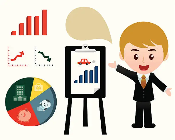 Vector illustration of businessman presentation