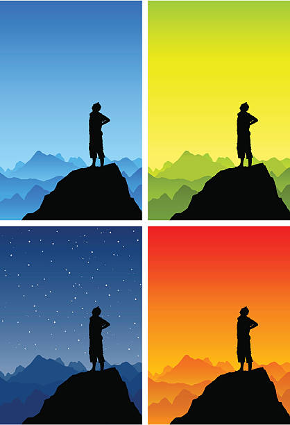 男性の世界の頂点を見上げる - spring clear sky night summer点のイラスト素材／クリップアート素材／マンガ素材／アイコン素材