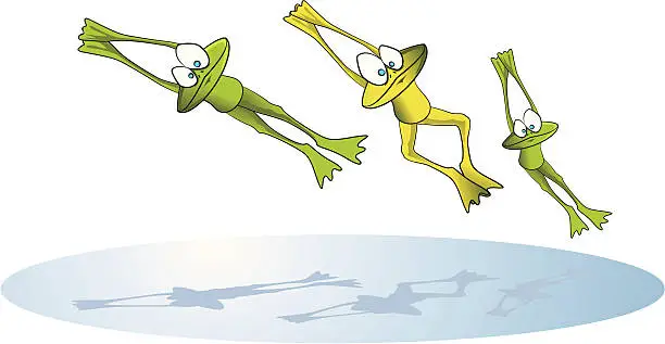 Vector illustration of Diving Frogs