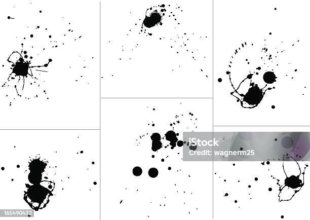 Sześć Zestawy Kropel Atramentu - Stockowe grafiki wektorowe i więcej obrazów Atrament - Atrament, Brudny, Czarny kolor