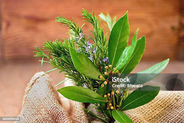 Rosemary Laurel Y Salvia Foto de stock y más banco de imágenes de Aislado - Aislado, Alimento, Condimento