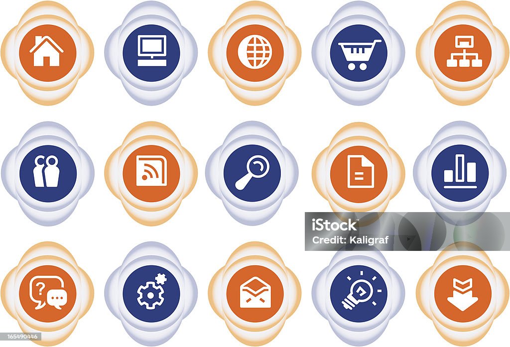 Icônes de site Web Internet & orange/Noir - clipart vectoriel de Bouton poussoir libre de droits