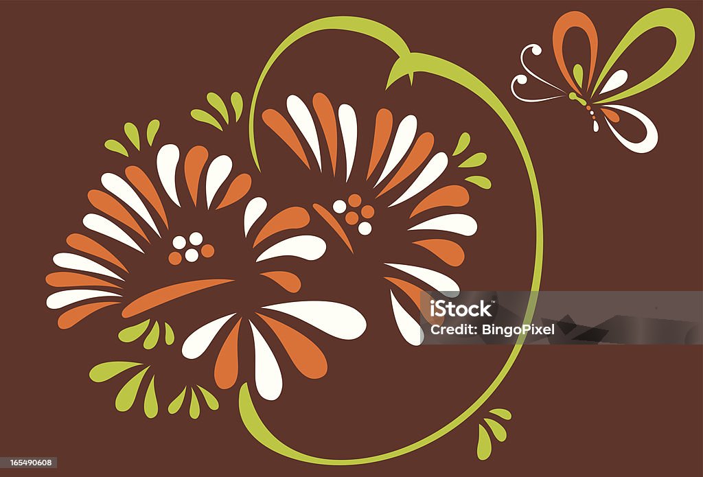 Decoración Retro Gerbera & mariposa - arte vectorial de Abstracto libre de derechos