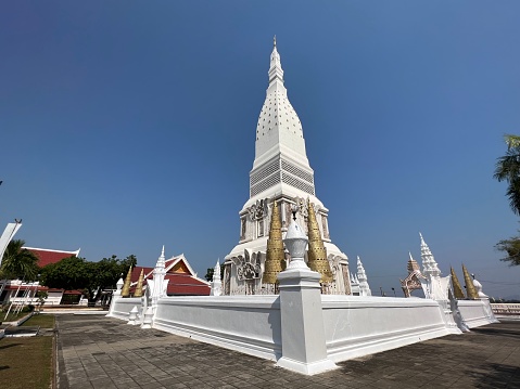 Wat Phra That Tha Uthen Temple is the most famous landmark in Nakhon Phanom, Thailand