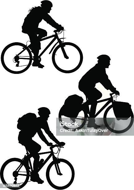 산악 자전거 자전거 타기에 대한 스톡 벡터 아트 및 기타 이미지 - 자전거 타기, 산악 자전거-자전거, 실루엣