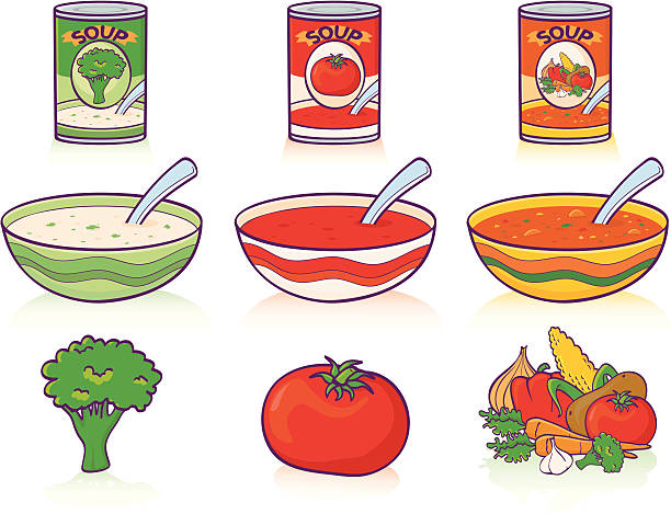 Soup 3 Different tasty bowls of soup. Includes CS2 & high res JPEG. Please see my lightboxes for other food illustrations! bowl of soup stock illustrations