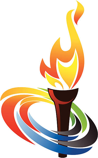 Flaming torch vector art illustration