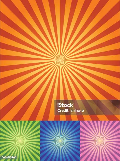 Rétro Fond Radial À Quatre Ensembles De Couleurs Vecteurs libres de droits et plus d'images vectorielles de Rayon de soleil - Rayon de soleil, Vectoriel, Illumination