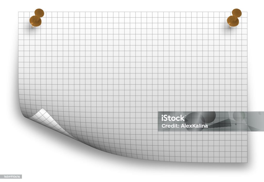 Checkerd Push Pin Blank Checkered Paper Background With Pushpin Isolated On White Stock ...