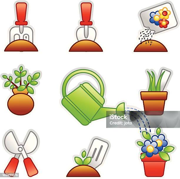 Garten Icons Farbig Serie Stock Vektor Art und mehr Bilder von Bewässern - Bewässern, Blume, Erdreich