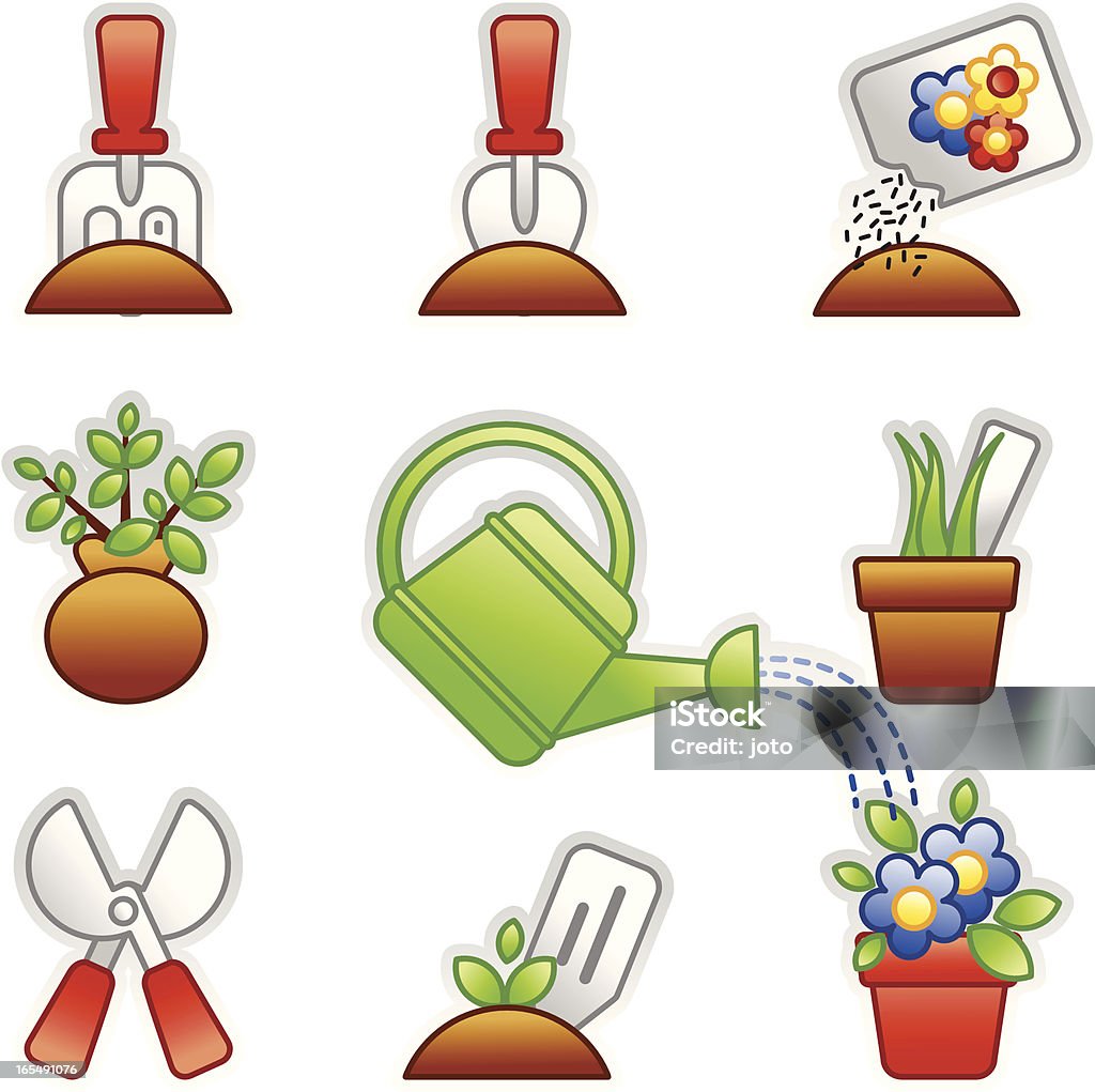 Ícones coloridos para Jardinagem (Série - Royalty-free Botão - Estágio de flora arte vetorial
