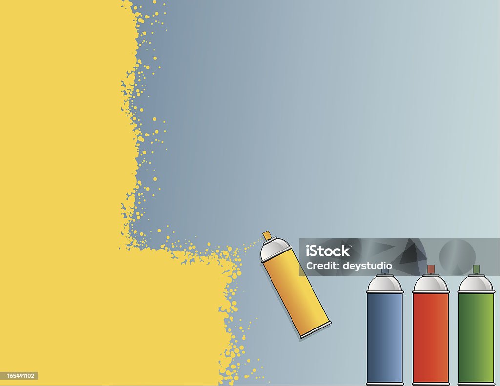 Spray Paint Background Vector illustration of Spray paint cans.  Yellow sprayed paint over blue background. CS2, PDF, AI8 EPS, and 300 dpi JPG included. Aerosol Can stock vector