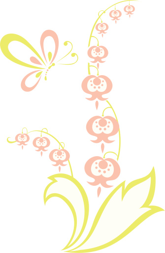 Vector Illustration of lily flowers & a flying butterfly.