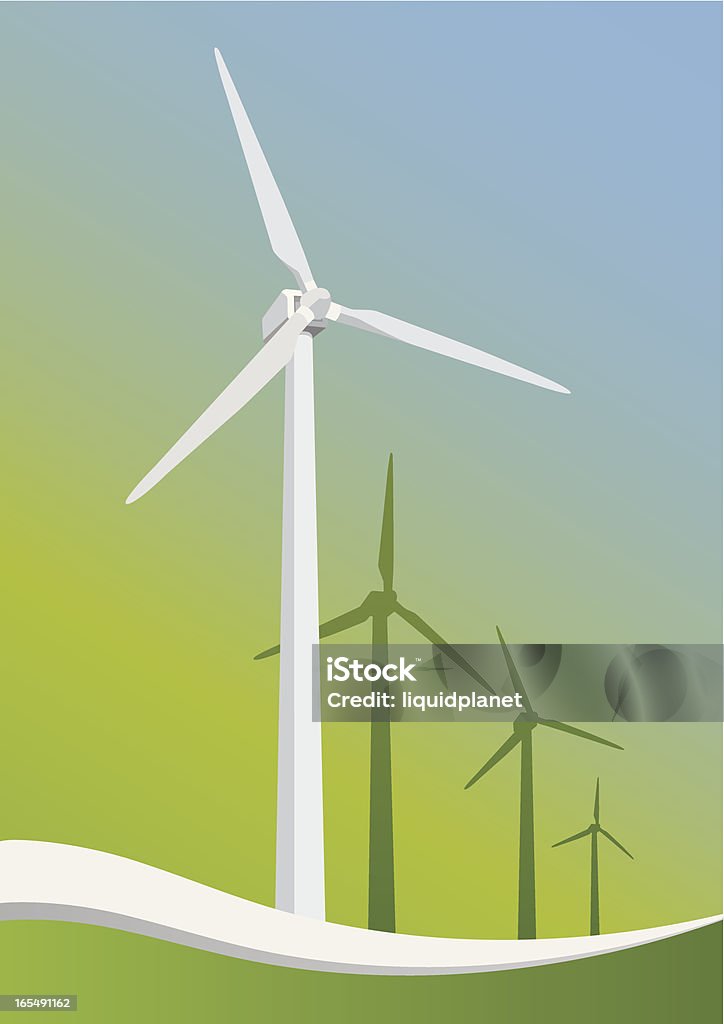 Windmills_greenwave_3 - Lizenzfrei Abstrakt Vektorgrafik