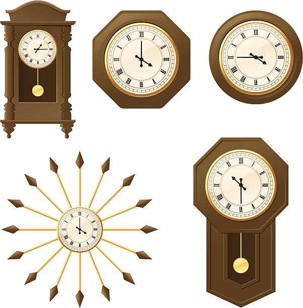 vintage clocks - incl. jpeg - duvar saati illüstrasyonlar stock illustrations