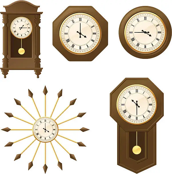 Vector illustration of Vintage Clocks - incl. jpeg