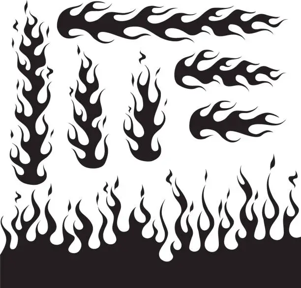 Vector illustration of Black Flame Design Decals