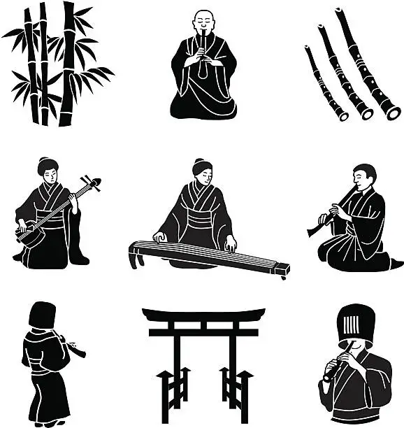 Vector illustration of Japanese classical music